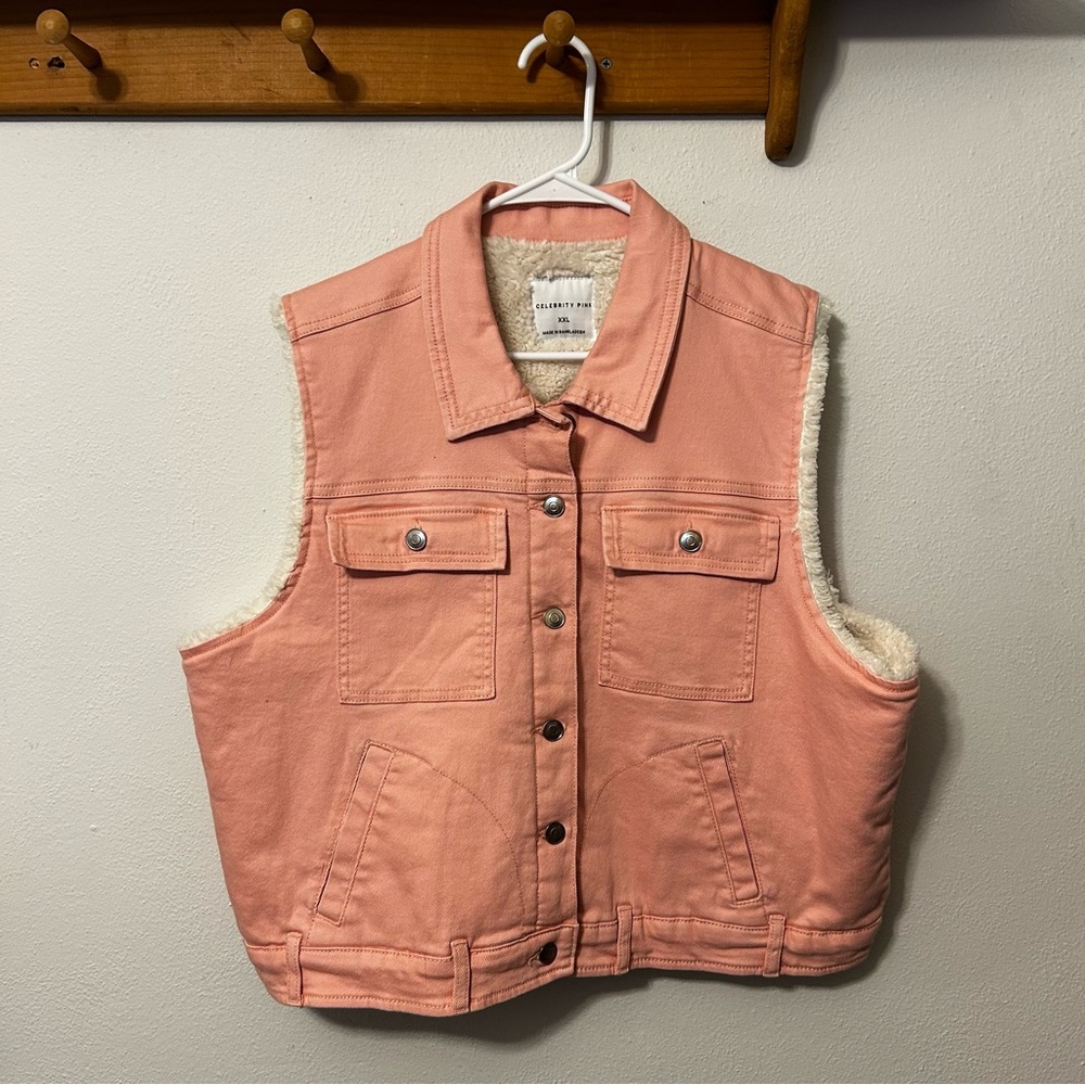 Celebrity Pink Denim Vest with Fleece Lining Size XXL